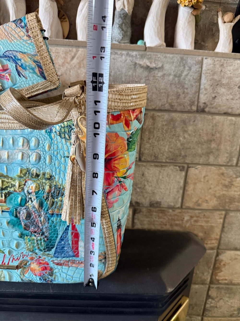 Brahmin Blue Tropical Eliza Tote Bag in Multi-Banner w/ wallet - Picture 5 of 14